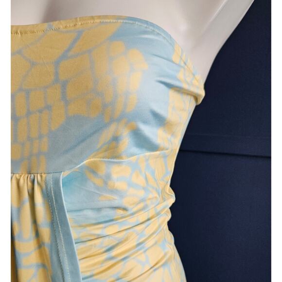 Chic Me Blue and Yellow Snake Print Strapless Dress sz M - Picture 2 of 5